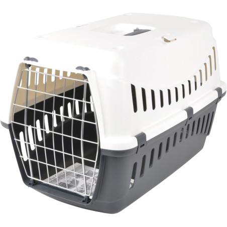 Panier de transport pour animaux en plastique - Blanc/Gris - L 58 x l 38 x H 38 cm