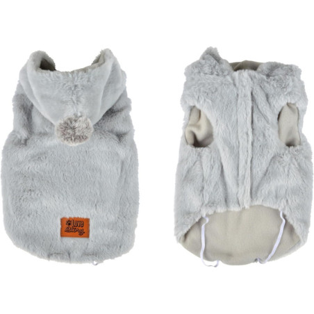 Manteau en fausse fourrure à capuche à scratch pour animaux - Gris clair - Taille M (35 cm)