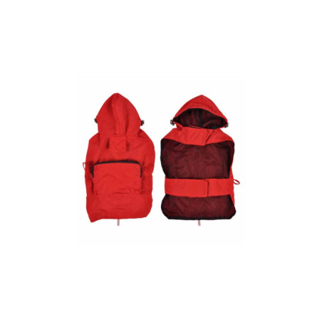 Imperméable avec capuche et poche pour animaux - Rouge - Taille L (40 cm)