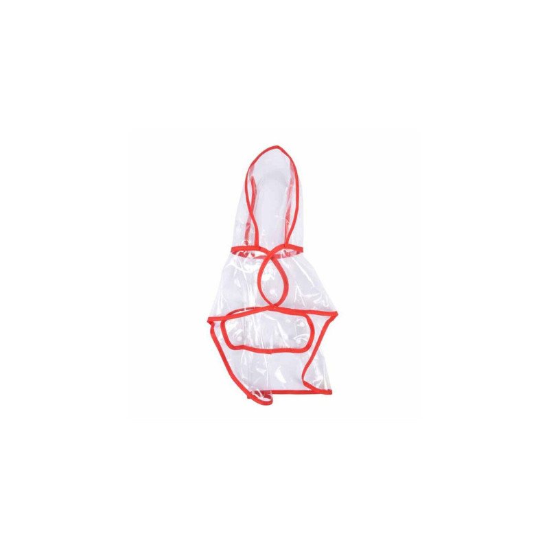 Imperméable avec capuche - Transparent/Rouge - Taille L (40 cm)