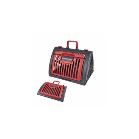 Caisse de transport pliable pour animaux - Anthracite/Rouge - L 46 x l 35 x H 33 cm