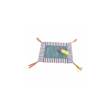 Tapis de Jeu pour animaux avec jouet sonore intégré - Bleu - L 45 x l 35 cm