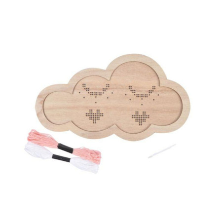 Kit à broder en bois - Nuage - 30 x 17 cm