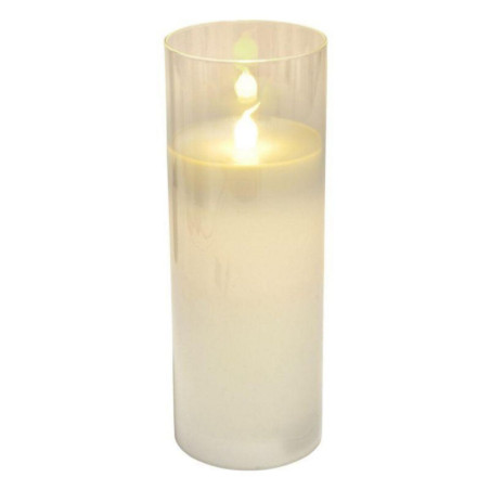 Bougie Led en verre - Blanc - D 7,5 x H 17.5 cm