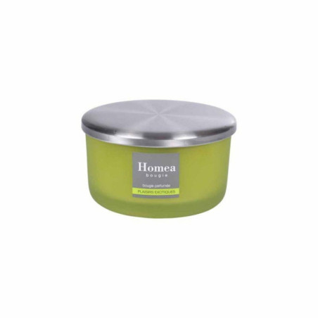 Bougie parfumée en verrine 3 mèches avec couvercle "Tropical" - Plaisirs Exotiques - D13 x H 8.5 cm