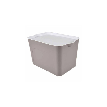 Boite de rangement avec couvercle - Blanc/Taupe - 26L - L 40 x l 27 x H.24,5 cm