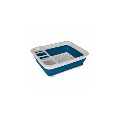 Égouttoir à vaisselle rétractable - Blanc/Bleu Paon - L 36,5 x l 31.5 x H 13 cm