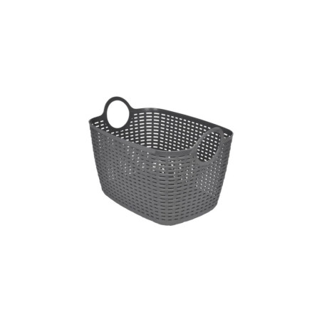 Panière à linge tressée avec anses rondes - Gris Anthracite - 30L - L 40 x l 28,5 x H 26,5 cm