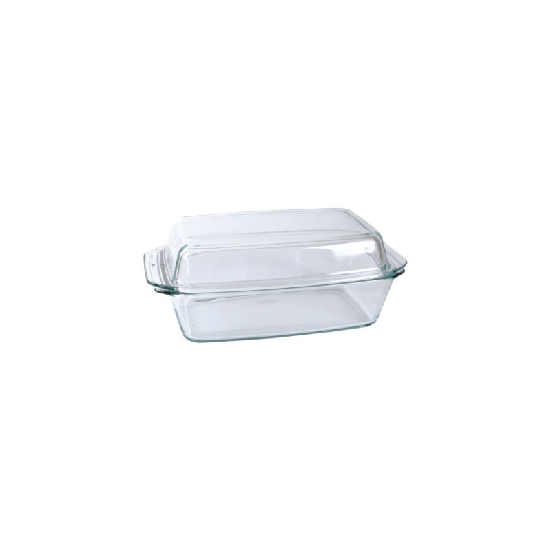 Cocotte rectangulaire + couvercle en verre - Transparent - L 34,8 x l 20,3 x H 13,2 cm