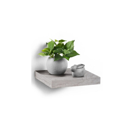 Étagère flottante en bois effet chêne blanchi  - Gris - L 25 x l 22,8 x H 3,4 cmi