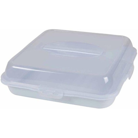 Boite de conservation pour tarte avec clips - Transparent - L 36 x l 36 x H 10 cm