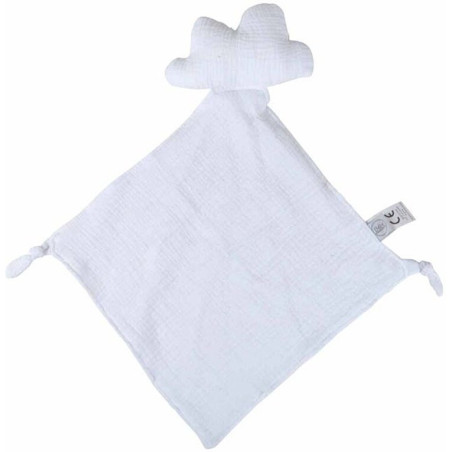 Doudou mouchoir "Nuage" en gaze de coton - Blanc - l 30 x L 46 cm