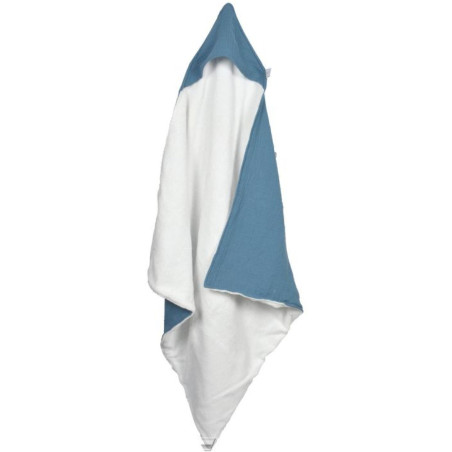 Cape de bain en gaze de coton avec éponge - Bleu Foncé - l 75 x L75 cm, Bleu Foncé