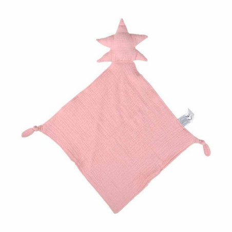 Doudou mouchoir "Étoile" en gaze de coton - Rose - l 30 x L 46 cm