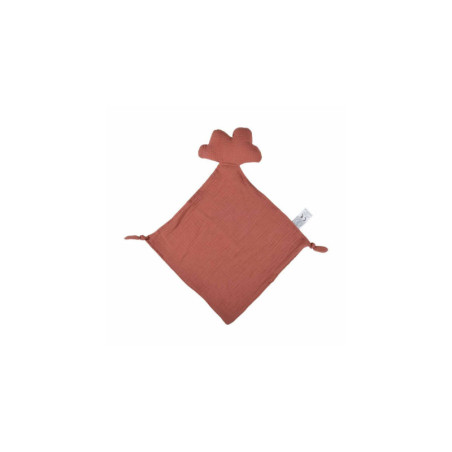 Doudou mouchoir "Nuage" en gaze de coton - Terracotta - l 30 x L 46 cm