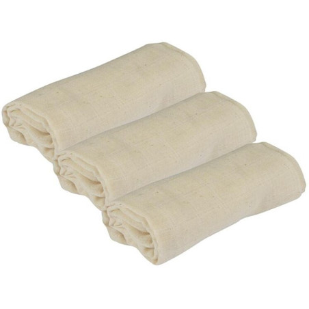 Lot de 3 Langes bébé en coton biologique - Beige - L 60 x l 60 cm