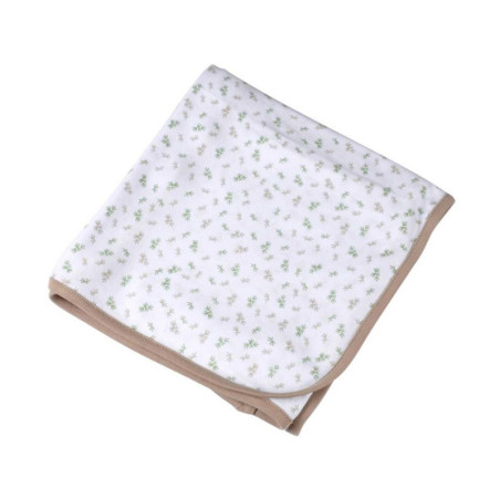 Couverture pour bébé en coton biologique "Koala" - Blanc/Beige - L 75 x l 75 cm