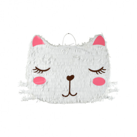 Pinata chat - Blanc - H 32 cm