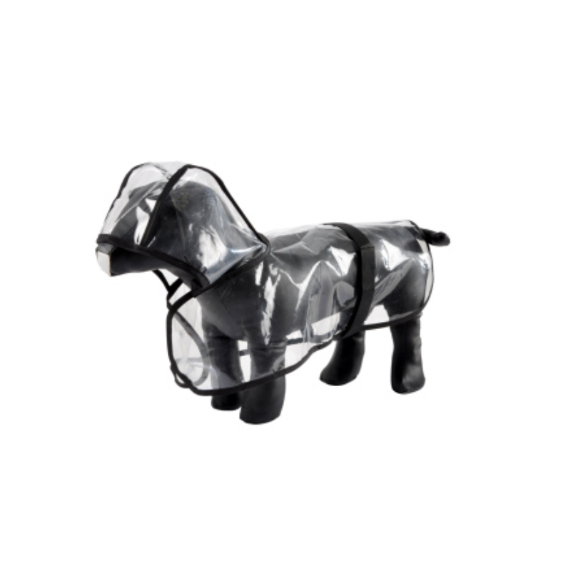 Imperméable pour chien avec capuche - Transparent et Noir - Taille XL (50 cm)