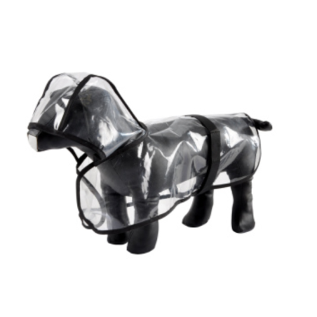 Imperméable pour chien avec capuche - Transparent et Noir - Taille XL (50 cm)