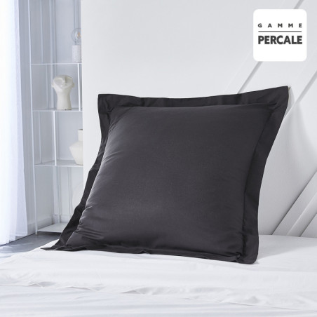 Taie d'oreiller en percale de coton "Prestige" - Gris fusain - 63 x 63 cm