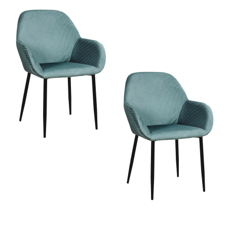 Lot de 2 fauteuils - L 55.7 cm x l 5.2 cm x H 85 cm - Giulia - Bleu