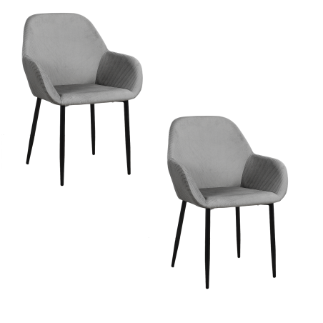 Lot de 2 fauteuils - L 55.7 cm x l 59.2 cm x H 85 cm - Giulia - Gris