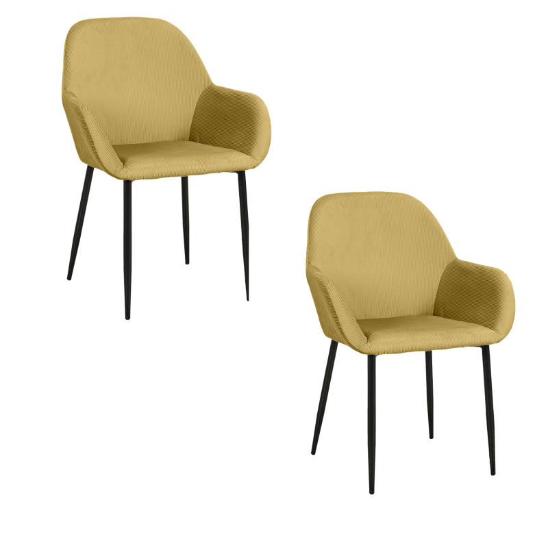Lot de 2 fauteuils - L 55.7 cm x l 59.2 cm x H 85 cm - Giulia - Jaune moutarde