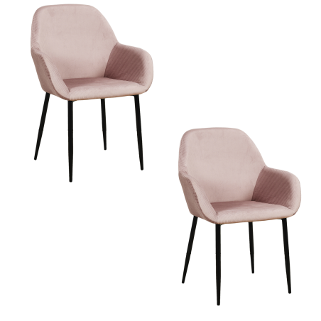 Lot de 2 fauteuils - L 55.7 cm x l 59.2 cm x H 85 cm - Giulia - Rose