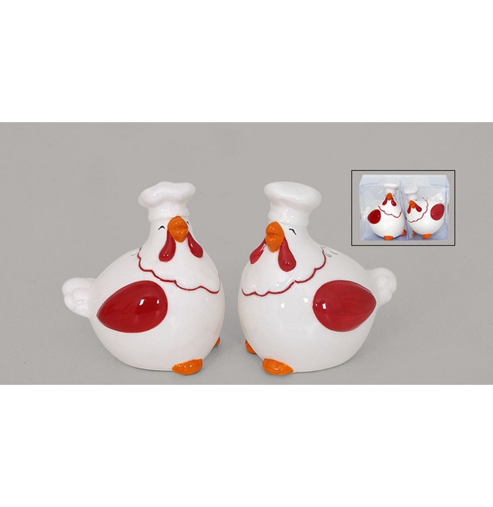 Ensemble salière et poivrière en forme de poules - Gourmet