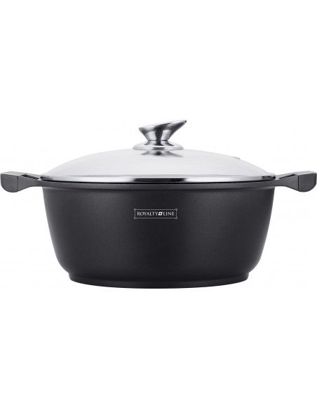Marmite avec revêtement antiadhésif effet marbre - D 30 cm - Noir
