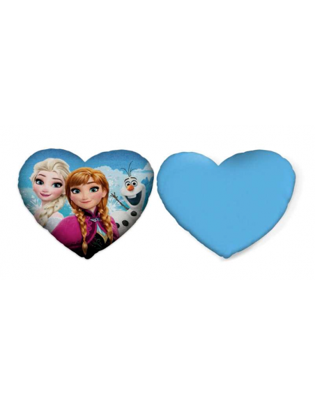 Oreiller en coeur - Imprimé la reine des neiges - Bleu