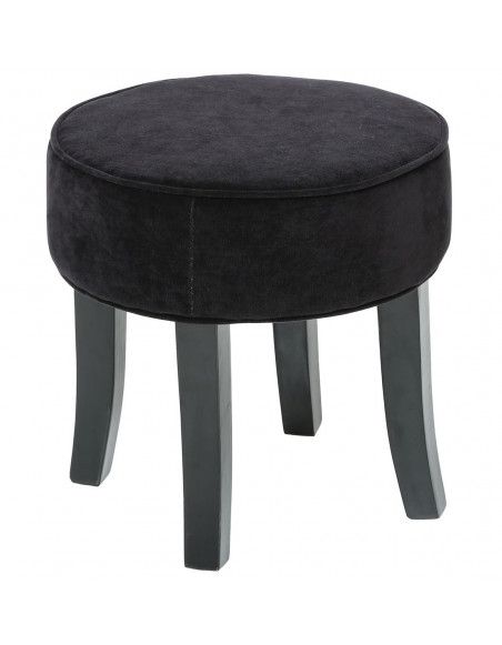 Pouf matelassé - Velours - Noir - Tabouret