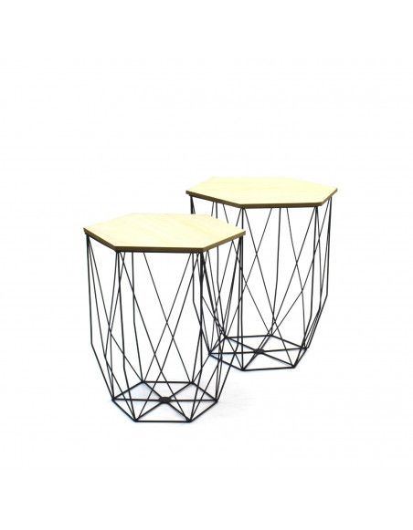 Lot de 2 tables gigognes - Filaire - Noir