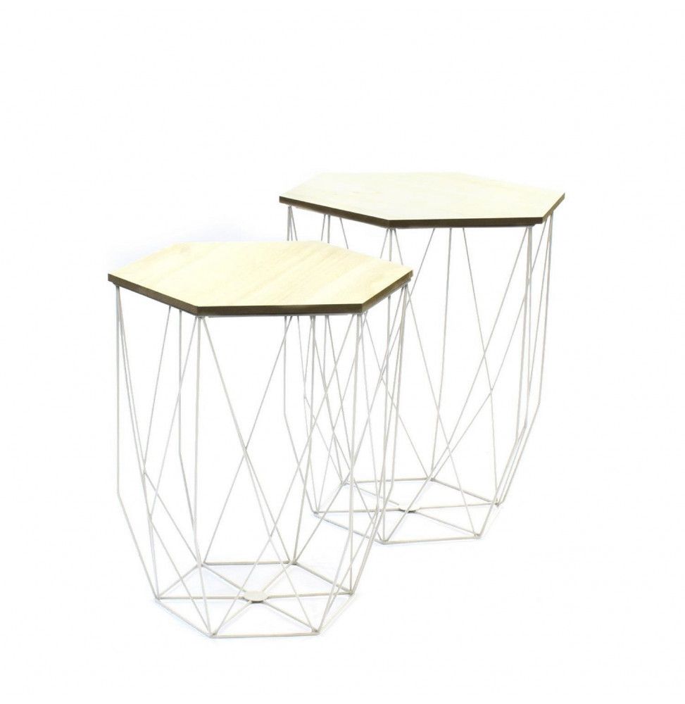 Lot de 2 tables gigognes - Filaire - Blanc