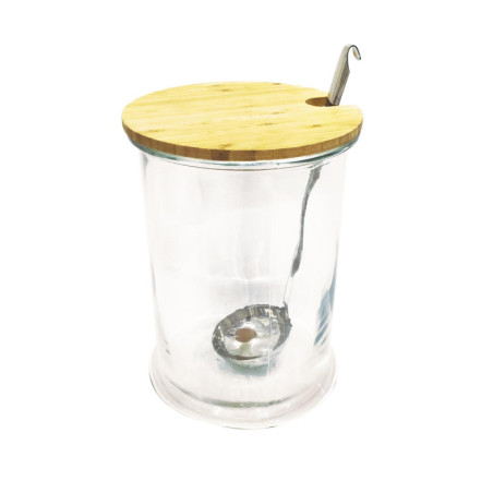 Bocal à boisson en verre avec couvercle en bambou + louche - 5L - H 29,3 cm