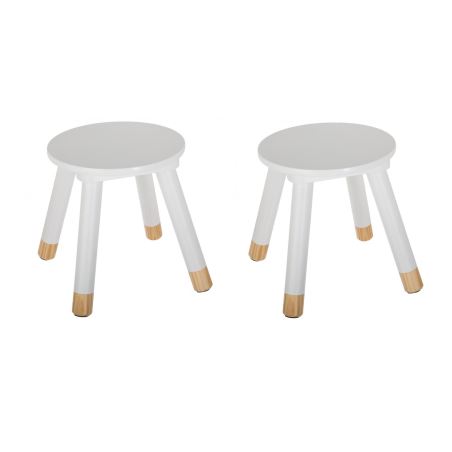 Lot de 2 tabourets enfant "Douceur" - 24 x 26,5 x 24 cm - Blanc