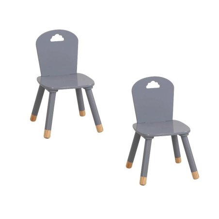 Lot de 2 chaises pour enfants - Nuage - 30 x 50 x 30 cm - Gris