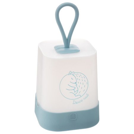 Veilleuse tactile en silicone pour enfant avec poignée motif écureuil qui dort LED - Bleu - H 16 cm