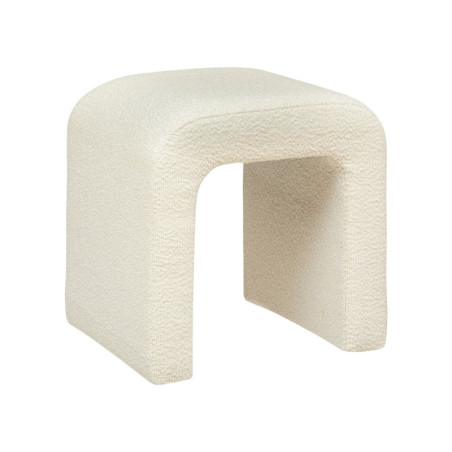 Pouf en tissu à bouclettes "Servi" - Blanc cassé - L 41 x P 35,5 x H 43 cm