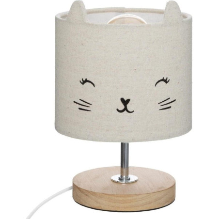 Lampe à poser avec abat jour chat "Toxey" - Gris - H 21 cm