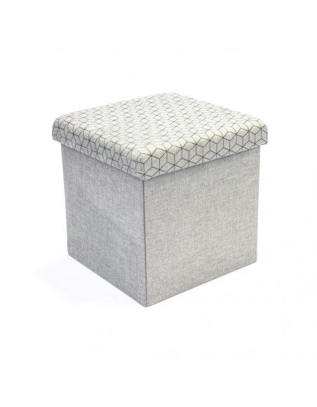 Pouf avec coffre de rangement - Gris clair - Pliable