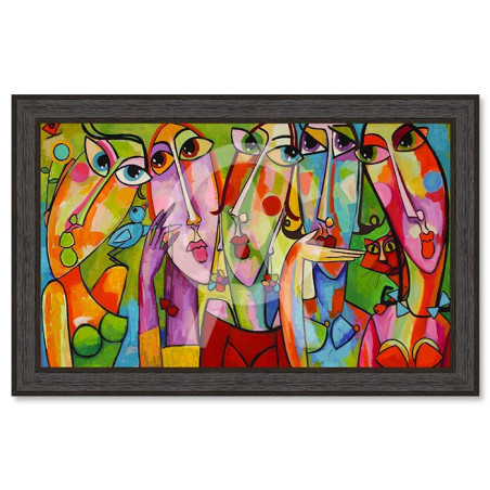Cadre décoratif en bois avec impression en PVC vernis "Printemps" - Noir - 60 x 90 cm - Collection Gonnin