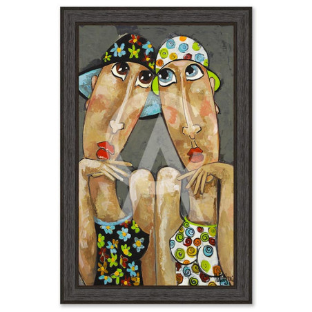 Cadre décoratif en bois avec impression en PVC vernis "Envolée fleurie" - Noir - 60 x 90 cm - Collection Gonnin