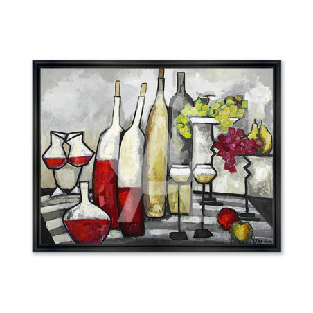 Cadre décoratif en bois avec impression en PVC vernis "Le Banquet" - Noir - 30 x 40 cm - Collection Gonnin