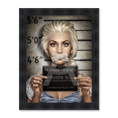 Cadre décoratif en bois avec impression en PVC vernis "La reine des nerfs" - Noir - 30 x 40 cm - Collection Granger