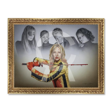 Cadre décoratif en bois avec impression en PVC vernis "Kill Bill" - Doré - 90 x 120 cm - Collection Granger