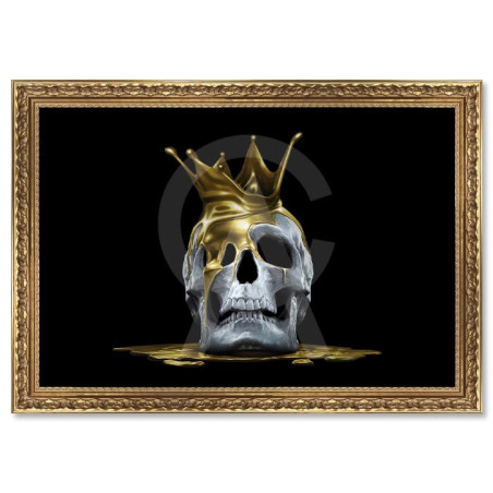 Cadre décoratif en bois avec impression en PVC vernis "King's Death" - Doré - 60 x 90 cm - Collection Granger
