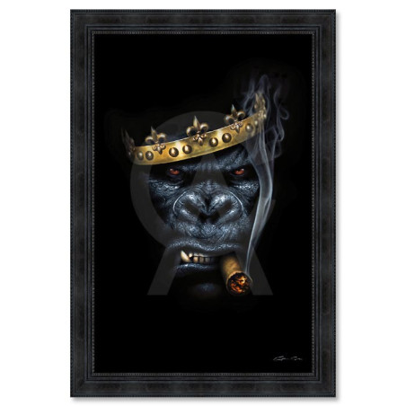 Cadre décoratif en bois avec impression en PVC vernis "Bad King" - Noir - 60 x 90 cm - Collection Granger