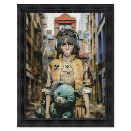 Cadre décoratif en bois avec impression en PVC vernis "Little Queen" - Noir - 30 x 40 - Collection Granger